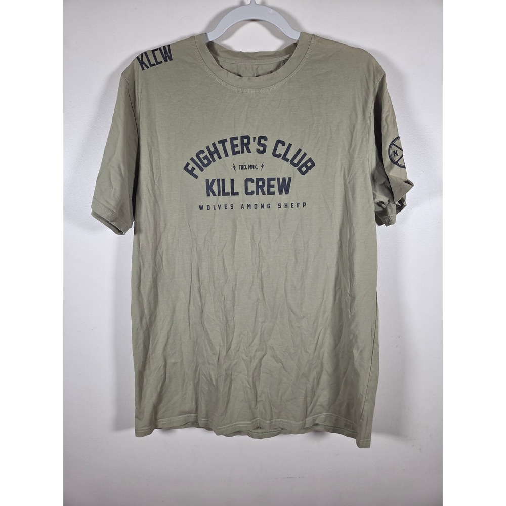Kill Crew Fighter's Club Mens L Olive Green Wolves Among Sheep Graphic Gym Tee